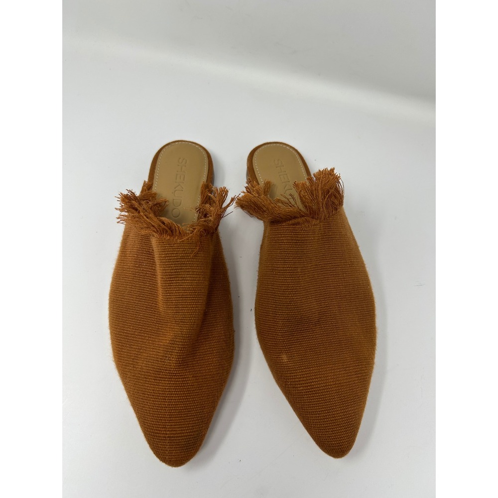 Shekudo Women Ginger Frayed Fringe Woven Pointed Toe Mules Flats EUR 39 US 9